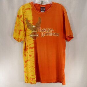 Mens VTG 2013 Harley Davidson Orange Tie Dye T-Shirt South East Bedford Hts OH M